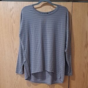 Lisa Rinna Collection Taupe Striped Long-Sleeve Tee